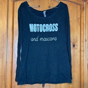 Women’s Motocross And Mascara Long Sleeve T Shirt, XL